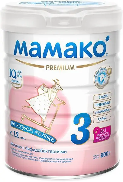 МАМАКО Премиум напиток сухой молочный Молочко детское 3 12м+ 400г (Флори, СЕРБИЯ)