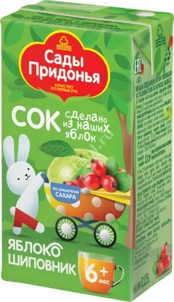 САДЫ ПРИДОНЬЯ сок осветл. восстан. 6м+ 200мл Яблоко/Шиповник (Придонье АПК, РФ)