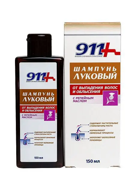 911 Луковый шампунь от выпадения/облысения Репейное масло 150мл (ТВИНС ТЭК, РФ)