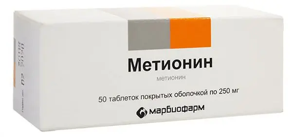 МЕТИОНИН табл. п.п.о. 250мг N50 (Марбиофарм, РФ)