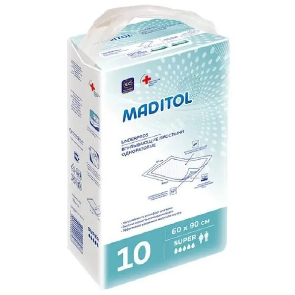 МАДИТОЛ пеленки впитывающие 60х90см N10 (КОТТОН КЛАБ, РФ)