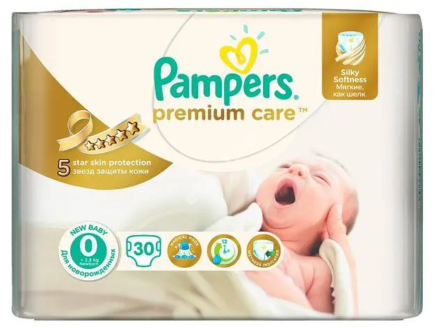 ПАМПЕРС подгузники детские Premium Care 1-2.5кг р.ньюборн 0 N30 (ПРОКТЕР & ГЕМБЛ , ГЕРМАНИЯ/ПОЛЬША)