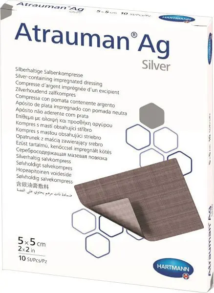 ПОВЯЗКА Мазевая Атрауман Ag ранозаживляющая стер. 5х5см N1 (ПАУЛЬ ХАРТМАНН, ГЕРМАНИЯ)