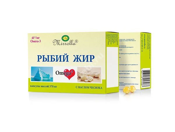 РЫБИЙ ЖИР Мирролла Масло чеснока капс. 0.37г N100 (МИРРОЛЛА, РФ)
