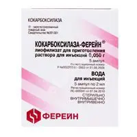 КОКАРБОКСИЛАЗА ГИДРОХЛОРИД лиоф. д/р-ра для в/в и в/м введ. с раств. (амп.) 50мг - 2мл N5 (Брынцалов-А, РФ)