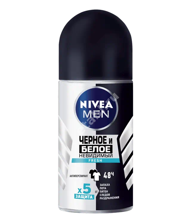 НИВЕЯ For men дезодорант-антиперспирант ролик Черное и Белое Невидимый Fresh 50мл (БАЙЕРСДОРФ, ГЕРМАНИЯ)
