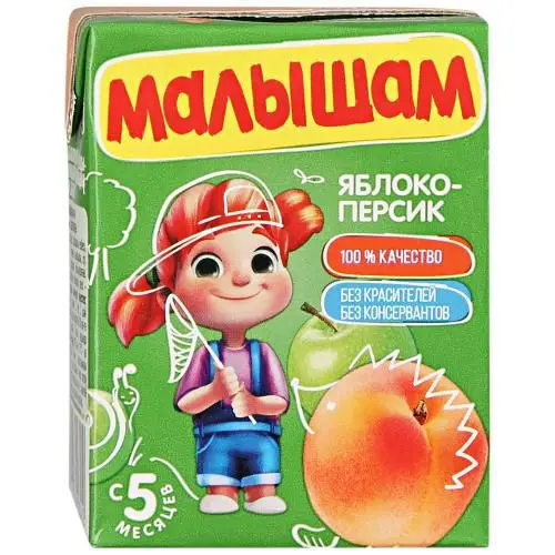 МАЛЫШАМ сок 200мл Яблоко/Персик (Прогресс, РФ)