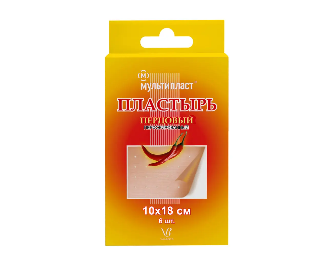 ПЛАСТЫРЬ ПЕРЦОВЫЙ перфорир 10х18см N6 (ВАЛЕНТА, РФ)
