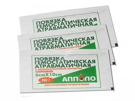 ПОВЯЗКА Гемостатическая Апполо стер. аминокапрон к-та гелев. 6х10см N3 (Апполо, РФ)