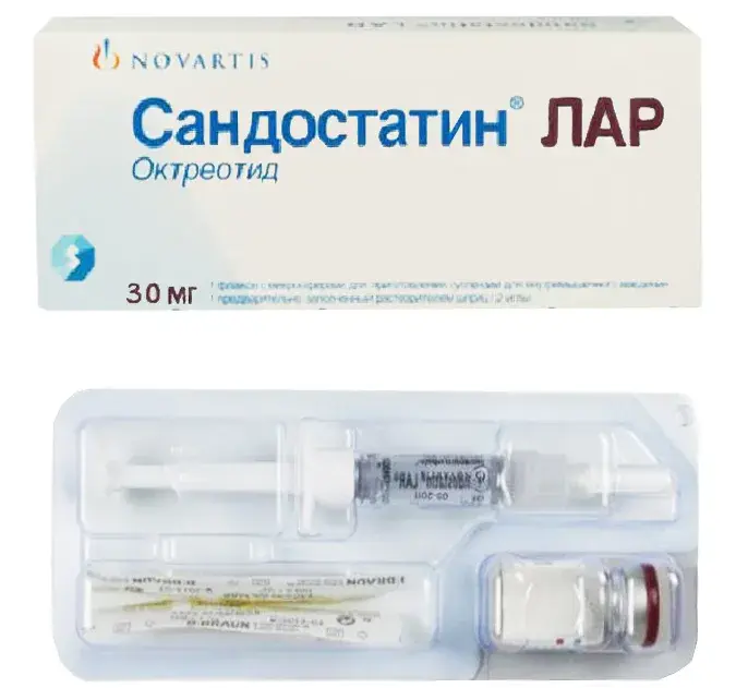 САНДОСТАТИН ЛАР мк/сферы д/сусп. для в/м введ. (шприц) 30мг N1 + р-ль (САНДОЗ , АВСТРИЯ)