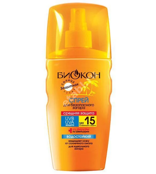 БИОКОН спрей солнцезащит SPF15 160мл (Биокор, РФ)