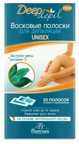 ФЛОРЕСАН Deep Depil восковые полоски для депиляции Unisex с мятой (Ф483) N20 (Флоресан, РФ)