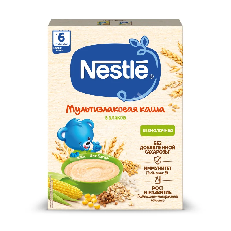 НЕСТЛЕ каша б/мол. 5 злаков 6м+ 200г (НЕСТЛЕ, РФ)