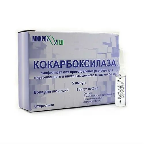 КОКАРБОКСИЛАЗА ГИДРОХЛОРИД лиоф. д/р-ра для в/в и в/м введ. (амп.) 50мг - 2мл N5 (МИКРОГЕН НПО, РФ)