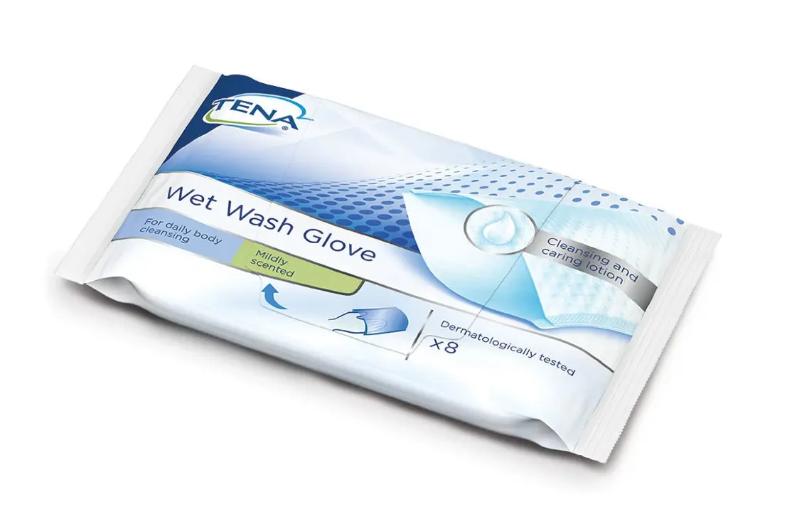 ТЕНА рукавички влажные с очищающим лосьоном моющие N8 (Эссити Хайджин энд Хелс, ШВЕЦИЯ)