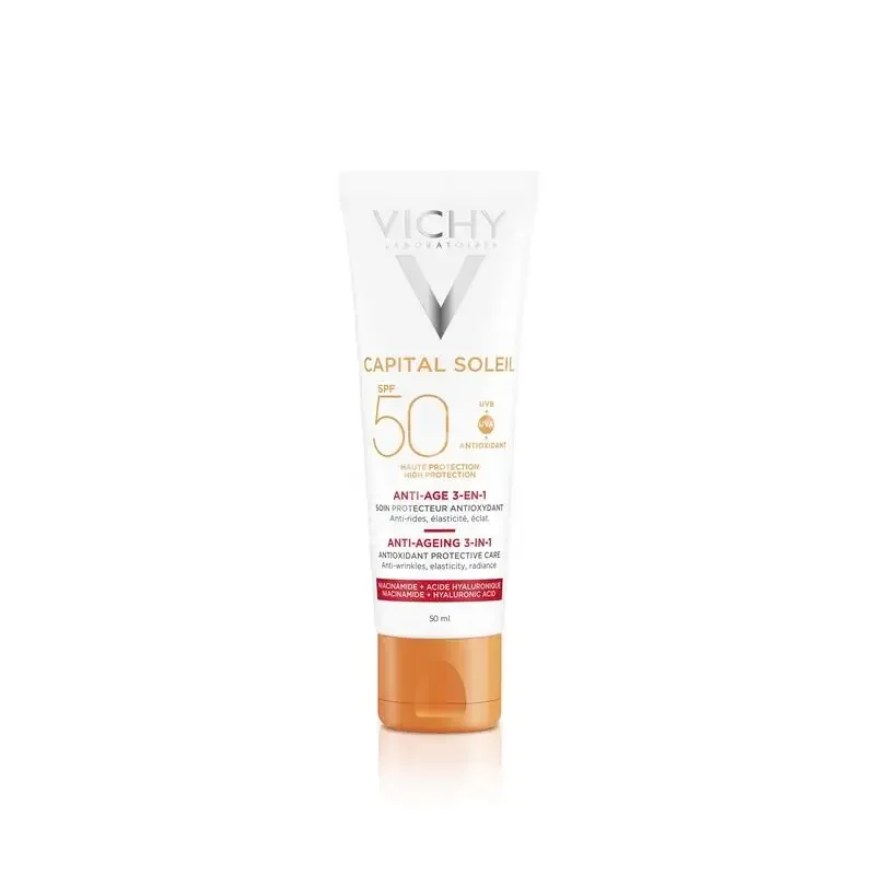 ВИШИ (VICHY) Капиталь Солей крем для лица солнцезащит SPF50 Антивозрастной уход 3в1 с антиоксидантами 50мл (Виши Лаб, ФРАНЦИЯ)