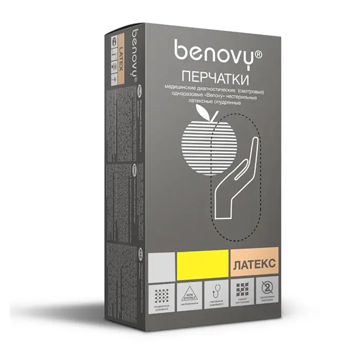 ПЕРЧАТКИ МЕДИЦИНСКИЕ нестер. латекс р.7-8 (M) (кор.) (1пара) N2 (Топ Глов, МАЛАЙЗИЯ)