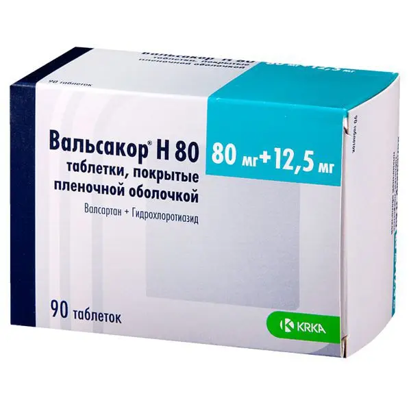 ВАЛЬСАКОР Н табл. п.п.о. 80мг+12.5мг N90 (КРКА, РФ/СЛОВЕНИЯ)