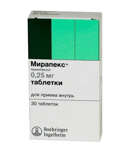 МИРАПЕКС табл. 0.25мг N30 (БЕРИНГЕР, ГЕРМАНИЯ)