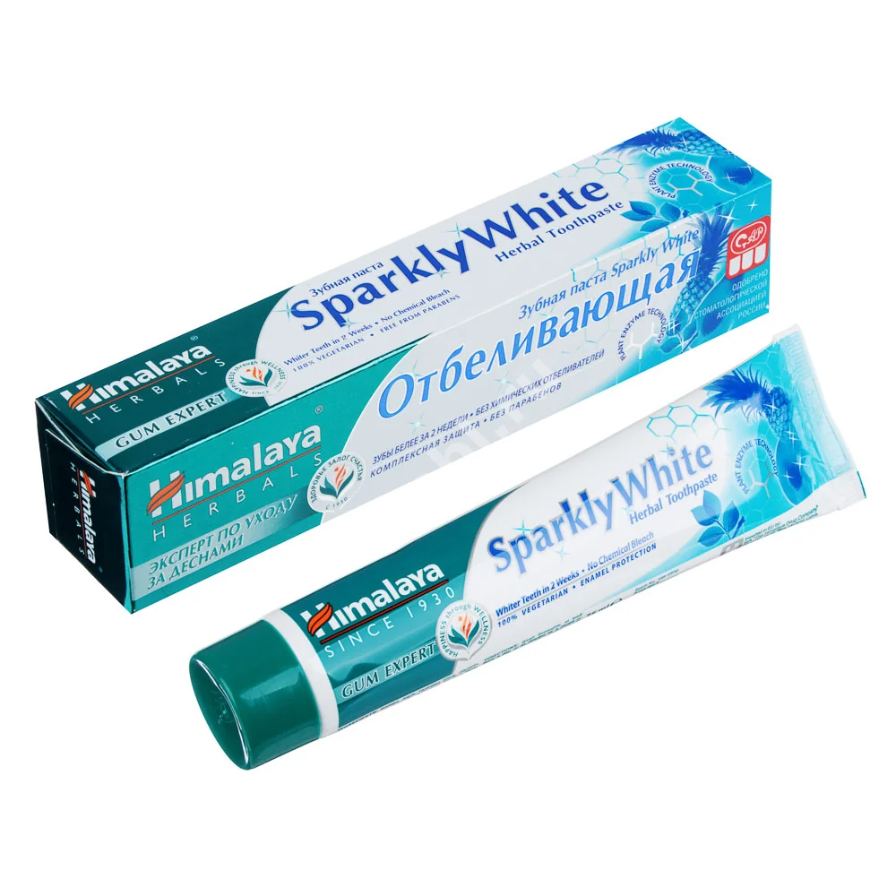 ХИМАЛАЯ ХЕРБАЛС зубная паста отбеливающая Sparkly white 75г (Хималайя Драг, ИНДИЯ)