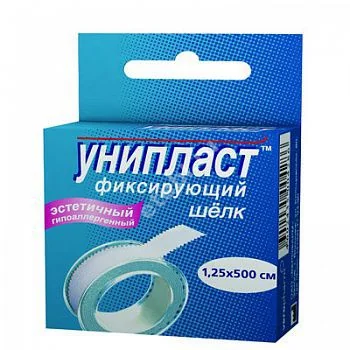 ПЛАСТЫРЬ ФИКСИРУЮЩИЙ Унипласт шелк 1.25х500см N1 (ВЕРОФАРМ, РФ)