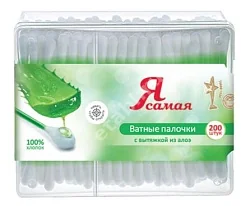 ВАТНЫЕ ПАЛОЧКИ (банк.) N200 Алоэ (КОТТОН КЛАБ, РФ)