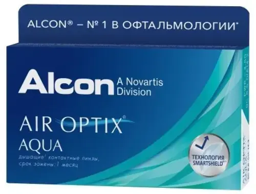 ЛИНЗЫ КОНТАКТНЫЕ AIR Optix Aqua 6шт традиц 1мес дневн б/цв -4.50 8.6 (АЛКОН, США)