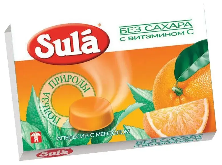 СУЛА (SULA) леденцы (блист.) 18г Апельсин Ментол (Перфетти Ван Мелле, РФ)