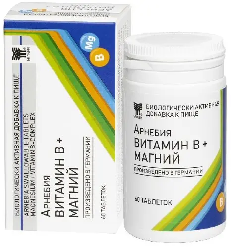 ВИТАМИН B+МАГНИЙ Арнебия табл. д/рассас. 1.32г N60 (Нутрило, ГЕРМАНИЯ)