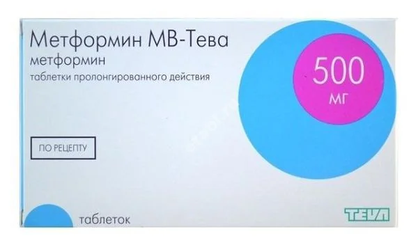 МЕТФОРМИН МВ табл. пролонг. 500мг N60 (ТЕВА, ИЗРАИЛЬ)
