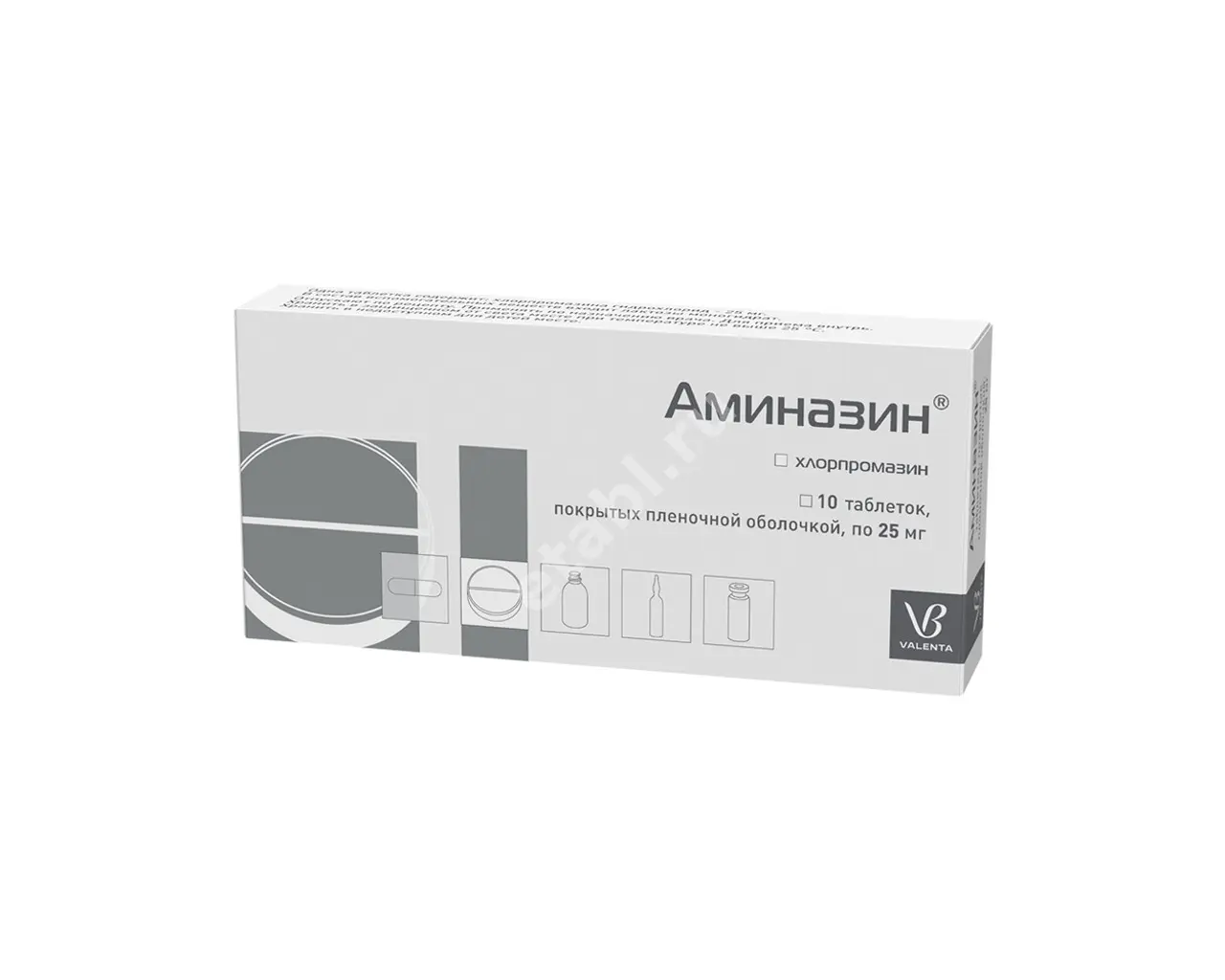 АМИНАЗИН табл. п.п.о. 25мг N10 (ВАЛЕНТА, РФ)
