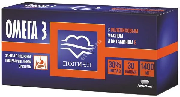 ОМЕГА-3 30% Полиен Облепиховое масло/Витамин Е капс. 1.4г N30 (Полярис, РФ)