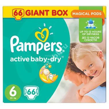 ПАМПЕРС подгузники детские Active Baby 15кг+ р.экстра лардж 6 N66 (Проктер энд Гэмбл  ГмбХ, РФ/ПОЛЬША)