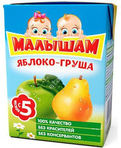 МАЛЫШАМ нектар 200мл Яблоко/Груша (Прогресс, РФ)