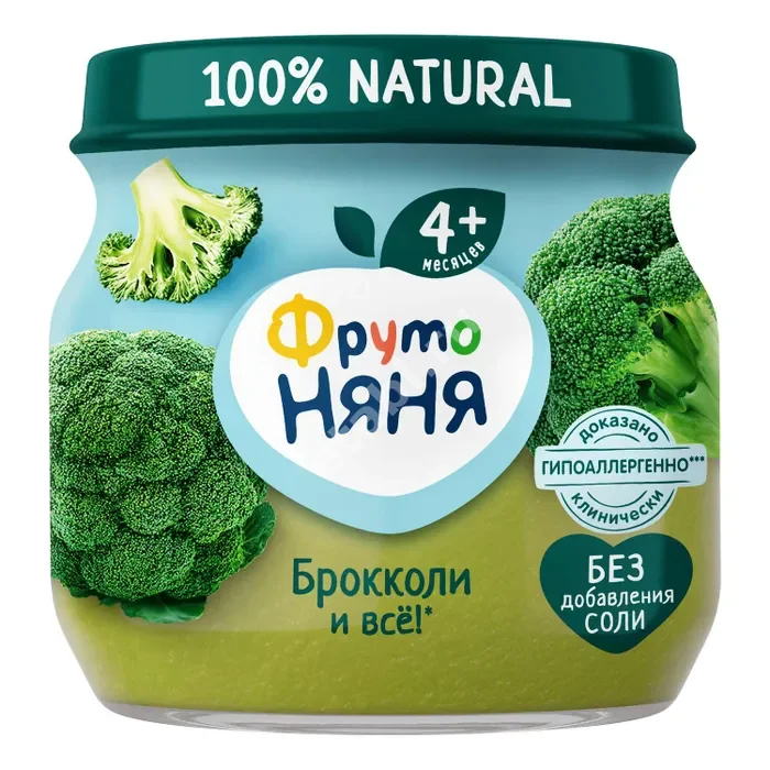 ФРУТОНЯНЯ пюре овощное 4м+ 80г Брокколи (Прогресс, РФ)