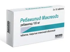 РЕБАМИПИД табл. п.п.о. 100мг N30 (Маклеодз Фармасьютикалз, ИНДИЯ)