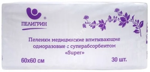 ПЕЛИГРИН Super пеленки впитывающие 60х60см N30 (Пелигрин, РФ)