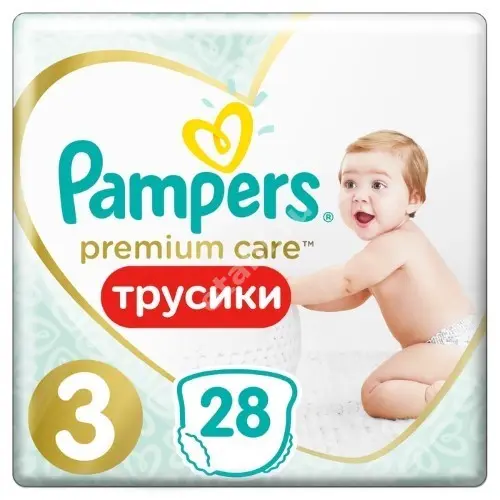 ПАМПЕРС подгузники-трусики Premium Care Pants 6-11кг р.миди 3+ N28 (ПРОКТЕР & ГЕМБЛ , ГЕРМАНИЯ)
