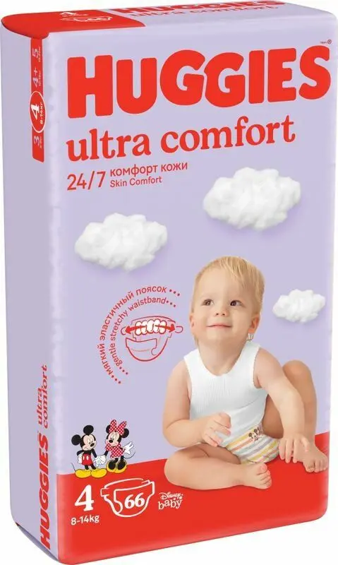 ХАГГИС подгузники детские Ultra Comfort 8-14кг р.4 для девочек N66 (Кимберли-Кларк, РФ)