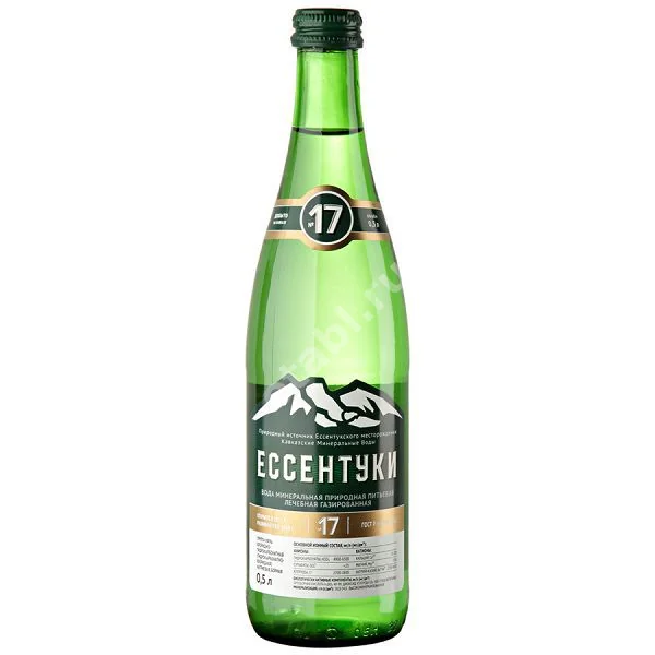 ВОДА МИНЕРАЛЬНАЯ Ессентуки N17 (бут. стекл.элит. евровинт) 0.5л (0,45-0,54) (Кавминпрод, РФ)
