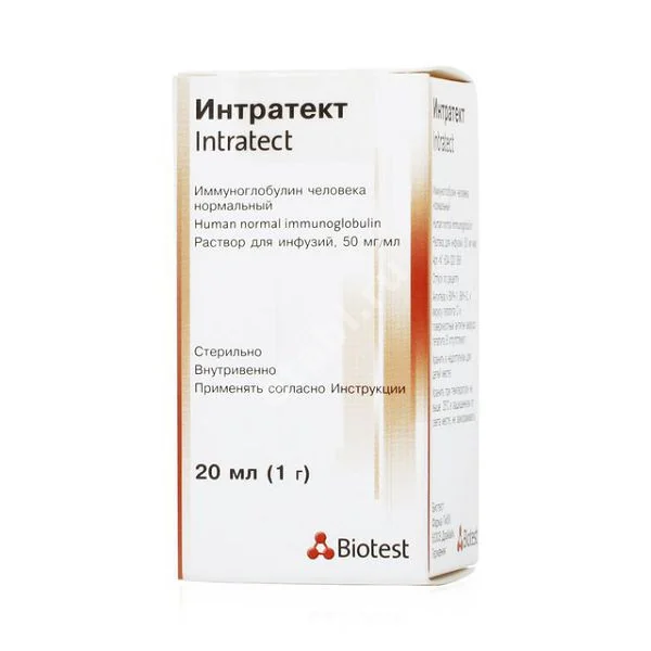 ИММУНОГЛОБУЛИН ЧЕЛОВЕКА НОРМАЛЬНЫЙ Интратект р-р д/инф. (фл.) 50мг/мл - 20мл N1 (Биотест Фарма, ГЕРМАНИЯ)