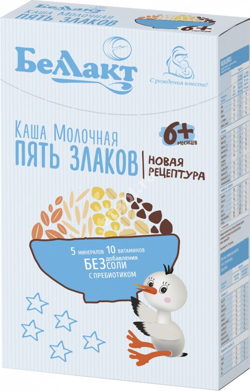 БЕЛЛАКТ каша мол. 5 злаков 6м+ 250г (Беллакт, БЕЛАРУСЬ)