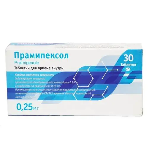 ПРАМИПЕКСОЛ табл. 0.25мг N30 (Синтон Испания, ИСПАНИЯ)