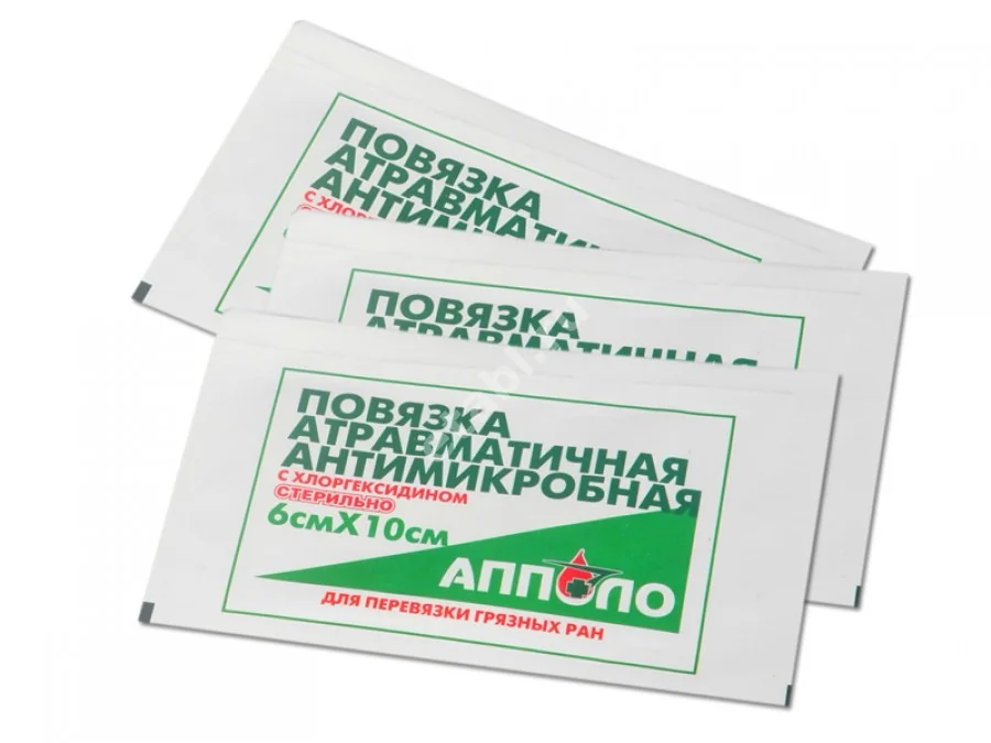 ПОВЯЗКА Апполо антимикробная Хлоргексидин неткан. стер. 6х10см (Апполо, РФ)