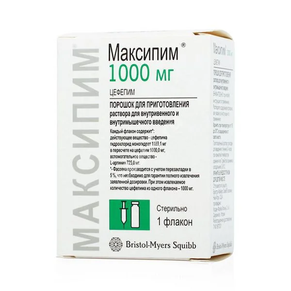 МАКСИПИМ пор. д/р-ра для в/в и в/м введ. (фл.) 1 000мг N1 (БРИСТОЛ-МАЙЕРС, ИТАЛИЯ)