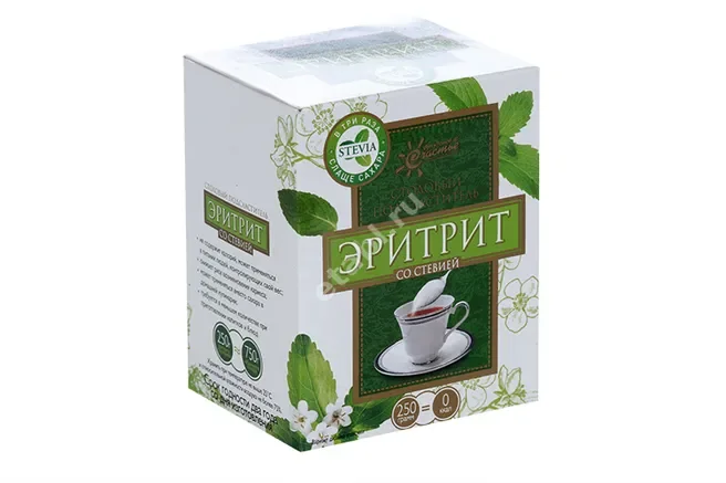 САХАРОЗАМЕНИТЕЛЬ Эритрит со стевией 250г (Сладкий мир, РФ)