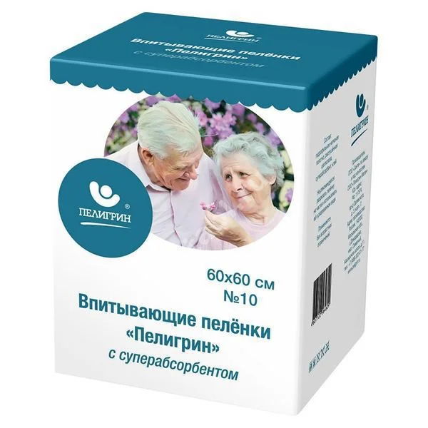 ПЕЛИГРИН пеленки впитывающие Суперабсорбент 60х60см N10 (Санте, РФ)