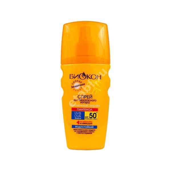 БИОКОН Пантенол спрей солнцезащит SPF50+ 160мл (Биокон Плюс НПО, РФ)