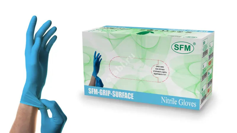 ПЕРЧАТКИ МЕДИЦИНСКИЕ нестер. нитрил. р.L (50пар) N100 (СФМ Госпиталь Продактс, ГЕРМАНИЯ)