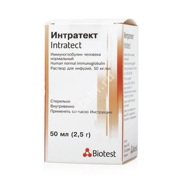 ИММУНОГЛОБУЛИН ЧЕЛОВЕКА НОРМАЛЬНЫЙ Интратект р-р д/инф. (фл.) 50мг/мл - 50мл N1 (Биотест Фарма, ГЕРМАНИЯ)